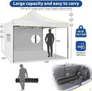 COBIZI 10x10 Heavy Duty Pop up Canopy Tent with 4 Removable Sidewalls, Ez Pop up Canopy with Portable Bag, Commercial Gazebo Waterproof Sunshade for All Weather Party Camp Stall Patio by GreenHaven Gardens