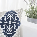 HWY 50 Navy Blue Decorative Throw Pillow Covers 18x18 Inch, Pack of 2 Embroidered Cotton Farmhouse Cushion Cover Pillow Case for Sofa Couch Living Room Bed Bedroon, Accent Geometric by CozyNest Decor