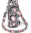 Betsey Johnson Insulated Water Bottle Pouch Holder Carrier Crossbag with Adjustable Shoulder Strap - Lightweight Polyester Accessories with Pockets Good for Hiking Sports by TinyTreasures Baby Boutique