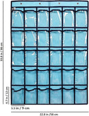 Classroom Pocket Chart for Phone Calculator Holder Over The Door Hanging Closet Jewelry Organizer with 30 Clear Pockets (Blue) by CozyNest Decor