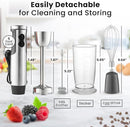 Zulay 4-in-1 Immersion Stick Mixer Hand Blender - 800 Watts, 12 Speeds, 5-ft Power Electric Cord, Handheld Portable, Stainless Steel Blades - With Whisk, Frother & Stick Blender Attachments - Gray by TinyTreasures Baby Boutique