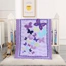 Wowelife Butterfly Crib Bedding Set for Girls 3 Piece Baby Girl Bedding Sets Purple Nursery Crib Sets Newborn, Infant &Toddler Include Quilted Comforter,Crib Skirt and Fitted Sheet, Purple by TinyTreasures Baby Boutique