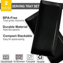 Long Melemine Serving Tray, 17.3x8x1.5 in Serving Platters and Trays for Appetizer, Charcuterie, Bread, Fruit, Dessert, Set of 2, Black by CozyNest Decor