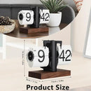 Flip Desk Clock, Retro Vintage Flip Desk Table Clock, Digital Sided Large Numbers Mechanical Flip Clock Wood Base for Living Room, Study Room and Office（Black） by CozyNest Decor