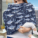 Binienty Cartoon Shark Print Car Seat Canopies for Baby Boys Girls, Women's Light Soft Nursing Cover Breastfeeding Scarf Breathable Stroller Cover for Sun and Windy by TinyTreasures Baby Boutique