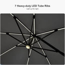 PURPLE LEAF 10 Feet Patio Umbrella with Base Outdoor Cantilever Solar Powered LED Square Umbrella Aluminum Offset Umbrella with 360-degree Rotation for Garden Deck Pool Patio Light Grey by GreenHaven Gardens