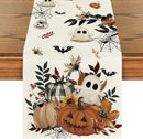 Artoid Mode Pumpkin Ghost Leaves Spider Web 210 GSM Halloween Table Runner, Spooky Kitchen Dining Table Decoration for Home Party Decor 13x108 Inch by CozyNest Decor