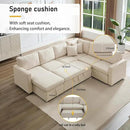 7 - Seater Sofa Bed, Large U - Shaped Modular Sectional Sofa, Oversized Pull - Out Sleeper with Storage for Living Room, Beige by CozyNest Decor