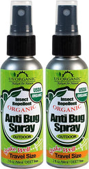 US Organic Mosquito Repellent Anti Bug Outdoor Pump Sprays, USDA Certification, Cruelty Free, Proven Results by Lab Testing, Deet-Free (2 oz - Value 2 Pack) by TinyTreasures Baby Boutique