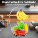 Livabber Countertop Fruit Basket Bowl with Banana Hanger, Modern Standing Fruit Vegetable Bowl Storage, with Banana Tree Holder for Kitchen Dinning Table (Round Metal, Chrome) by CozyNest Decor