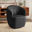 360° Swivel Leather Accent Chair, Modern Barrel Club Chair with Leather Upholstery and Sturdy Base, Comfortable Armchair for Living Room, Bedroom, Reading Nook, Brown by CozyNest Decor