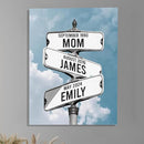 Personalized Gifts for Mom Family Names Street Custom Multi-Name Date of Birth Vintage Street Sign Happy Mothers Day Canvas Wall Art Best Christmas Gifts for Mommy from Daughter Son Children Kids
