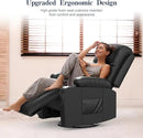 Recliner Chairs for Adults, FSC Certified Massage Rocker with Heated Modern Ergonomic Lounge 360 Degree Swivel Single Sofa Seat Living Room Lounge Recliners Black by CozyNest Decor