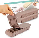 Silicone Freezer Trays with Lid,2ea 1oz 6 Section-Leak Proof Silicone Freezer molds for Homemade Baby Food Breastmilk, Purees, Vegetables, Fruit, Baby Food Jars Ice Tray with Lid BPA Free Brown by TinyTreasures Baby Boutique