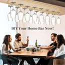 Xverycan Wine Glass Rack Under Cabinet, 8 Row Extreme Large Stemware Hanger, Metal Wine Goblet Holder, DIY Bar Glass Storage Rack for Bar Counter, Kitchen, Screws Included (Gold) by CozyNest Decor