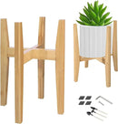 OERGKE Adjustable Plant Stand Indoor, Bamboo Mid Century Modern Plants Stands, Corner Flower Holder for Living Room, Fits 8 to 12 Inches Pots, (Pot & Plant Not Included)(Nature, 1 Pack) by GreenHaven Gardens