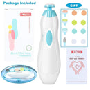 Baby Nail Clippers, FANSIDI Safe Baby Nail Trimmer Baby Nail File Electric with 10 Filing Pads 8 Sandpapers for Newborn Infant Toddler or Adult Toes Fingernails Care - AA Battery Operated (White/Blue) by TinyTreasures Baby Boutique