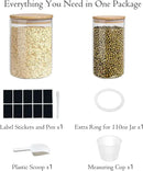 Glass Storage Jars Set Elegant Containers with Airtight Bamboo Lids, Perfect for Kitchen Organization - Flour, Rice, Pasta, Sugar, Coffee Beans, Accessories Included (2 packs(37oz / 110oz)) by CozyNest Decor