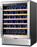 Tylza 24 Inch Wine Cooler Refrigerator, 51 Bottle Built-in or Freestanding, 24'' Fridge with Stainless Steel & Double Layer Tempered Glass Door and Temperature Memory Function by CozyNest Decor