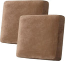 H.VERSAILTEX Velvet Stretch Couch Cushion Cover Plush Cushion Slipcover for Chair Loveseat Sofa Cushion Furniture Protector Seat Cushion Sofa Cover (2 Piece Large Sofa Cushion Covers, Camel) by CozyNest Decor
