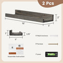 Picture Ledge Wall Shelves 16 inch Width Set of 2, Solid Pine Wood Rustic Floating Ledge Shelves for Wall for Kids' Room Bedroom Kitchen Bathroom Living Room Nursery Display Wall Decor, Grey by TinyTreasures Baby Boutique