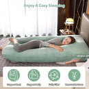 Amagoing 55 inches Pregnancy Pillows for Sleeping, U Shaped Maternity Full Body Pillow for Pregnant Women with Hip, Leg, Back, Belly Support, Washable Velvet Cover Included (Mint Green) by TinyTreasures Baby Boutique