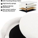 Furniliving Upholstered Button Tufted Round Ottoman, Ottoman with Storage, Teddy Footrest Stool, Removable Lid Convenient Footstools, Bedroom Ottomans with Storage for Vanity, Living Room, White by CozyNest Decor
