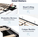 Allewie Queen Size Velvet Lift Up Storage Bed, Modern Wingback Headboard, Hydraulic Support, No Box Spring Needed, White by CozyNest Decor