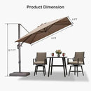 PURPLE LEAF 8 Feet Cantilever Patio Umbrella Square Umbrella with 360° Rotation and Aluminum Offset Hanging Outdoor Umbrella for Pool Garden Backyard Deck, Taupe by GreenHaven Gardens