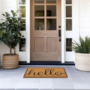 Barnyard Designs Natural Coco Coir Heavy Duty Backing Doormat - Large Cute Non-Slip Front Door Welcome Mat for Outside Entrance or Porch Entry, Brown (17x30, Hello) by CozyNest Decor