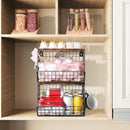 2pcs Fruit Basket Kitchen Storage Basket with Wood Lid, Stackable Wall Basket Fruit Basket for Kitchen, Countertop Organizer for Snack, Fruit and Veggie Storage, 11.8 x 7.9 x 8.5 Inch by CozyNest Decor