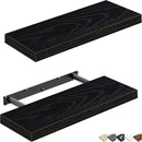 QEEIG Floating Shelves for Wall Bathroom Shelf Bedroom Kitchen Living Room Farmhouse Small Book Shelf 16 inch Set of 2, Black (015-B2) by CozyNest Decor
