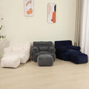 Comfy Gaint Bean Bag Chair with Ottoman, Fluffy Huge Bean Bag Armchair for Adults and Teens, Dark Blue