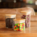 Glass Food Storage Jars Square 6oz, 16 Pack Glass Jars With Bamboo Lids, Kitchen Storage Containers For Spice, Candy, Cookie, Storage For Pantry Organizers by CozyNest Decor