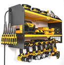 YYR Power Tool Organizer with Charging Station Wall Mount, Cordless Drill and Battery Holder for Garage Organization, Electric Tools Storage Rack Build in Surge Protection Power Strip - Yellow Shelf by GreenHaven Gardens