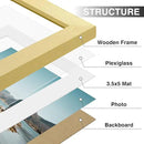 Vittanly 4x6 Picture Frames Set of 9, Shatter Resistant Plexiglass, Display 3.5x5 Pictures with Mat or 4x6 without Mat, Photo Frames for Wall or Tabletop, Engineered Wood, Gold by CozyNest Decor