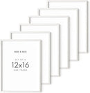 HAUS AND HUES White Oak 12x16 Inch White Picture Frames - Set of 6 White Frames Gallery Wall, White Picture Frames 12x16, White Gallery Wall Frame Set, White Picture Frames Pack (White Oak Frame) by CozyNest Decor