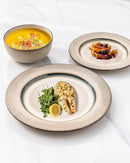 GBHOME Ceramic Dinnerware Sets, 18 Piece Embossed Elegant Stoneware Plates and Bowls Sets, Housewarming Wedding Gift | Dishwasher & Microwave Safe | Dishes Set Service for 8 by CozyNest Decor