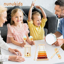 Baby Musical Instruments Neutral Colors Percussion Instruments Set Montessori Wooden Toys for Toddlers 1-3 with Xylophone for Kids Preschool Educational 3+ Wood Musical Toy 8pcs by TinyTreasures Baby Boutique