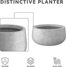 Kante 15.7" Dia Round Concrete Planter, Outdoor Indoor Garden Plant Pots with Drainage Hole and Rubber Plug, Modern Curvaceous Design, Natural Concrete by GreenHaven Gardens