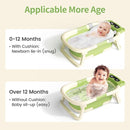 Collapsible Baby Bathtub for Newborn to Toddler (0-18 Month) - Portable Baby Bath Tub for Travel, Newborn Bathtub with Soft Towel and Floating Cushion (Green) by TinyTreasures Baby Boutique