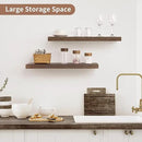 Axeman Floating Shelves for Wall, 24''W x 8'' D Rustic Solid Elm Wood Shelves for Storage, Wall Mounted Display Shelving with Invisible Heavy-Duty Metal Bracket (Walnut, 2PCs) by CozyNest Decor