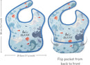 Mess Proof Baby Bib 3 Pack, Waterproof Led Weaning Baby Feeding Bibs with Food Catcher, Travel Feeding Bibs by TinyTreasures Baby Boutique