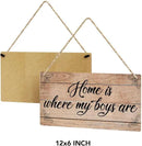SENJIAN Rustic Family Quote Wood Decor Sign, Home is Where My Boys are Printed Wood Sign Wall Art, Hanging Door Sign, Decorative Wood Sign Home Decor 6" x 12" by CozyNest Decor