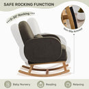 Rocking Chair with Ottoman, Upholstered Nursery Glider Rocker with High Backrest and Side Pocket, Teddy Rocking Accent Armchair with Solid Wood Legs for Nursery, Living Room, Bedroom Green by TinyTreasures Baby Boutique