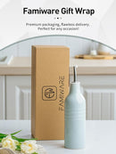 famiware Jupiter 16oz Ceramic Olive Oil Dispenser Bottle, 1 Piece Oil Dispenser for Kitchen with Stainless Steel Pourers, Suitable for Storage Vinegar, Soy Sauce, Coffee Syrup, Light Blue by CozyNest Decor