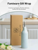 famiware Jupiter 16oz Ceramic Olive Oil Dispenser Bottle, Olive Oil and Vinegar Dispenser Bottle Set of 2 with Stainless Steel Pourers, Suitable for Storage Vinegar, Liquids, Light Blue by CozyNest Decor