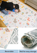 Baby Care Play Mat (Medium, Moroccan - Blue) 73’’ x 49’’ Original One-Piece Reversible Rollable Waterproof Play Mat for Infants, Babies, Toddler, and Kids by TinyTreasures Baby Boutique