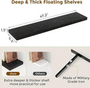 48 Inch Floating Shelves Black, Rustic Wood Floating Shelf Wall Mounted, 9 Inch Deep Floating Shelf for Kitchen, Bedroom, 48 x 9 Wall Shelves for Home Storage, Set of 1 by CozyNest Decor