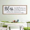 Bless the Food Before Us, the Family Beside Us, and the Love between us Framed Wall Art for Dining Room, 40''×15'' Holy Positive Religious Rustic Bible Verse for Christian God Jesus Christ Prayer by CozyNest Decor